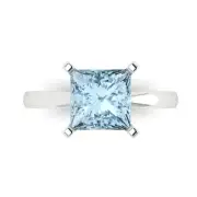 3 ct Princess Cut Gemstone Solitaire Promise Ring White Gold, Anniversary Gift