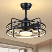 Caged Ceiling Fan - Black Modern Ceiling Fans with Remote, Reversible and Dim...