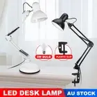 220V Swing Arm Desktop Table Lamp Bedside LED Reading Desk Light Dimmer Bulb New