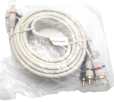 HD TV RCA AV Component Cable High Resolution Gold Tips 6ft CTI #98-VA-6C New