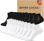 [Falechay] 10 Pairs of Trainer Socks Men Women Sports Socks Short Breathable Trainer Socks Cotton Half Socks Unisex, 10*Black+10*White, 10-12 US