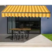 ALEKO Black Frame Retractable Home Patio Canopy Awning 13 x 10 ft Multi Yellow