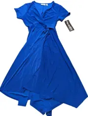 Nina Leonard Women's Short Sleeve Dress -Blue US Size Medium
