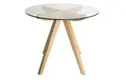 SK Designer Living | Amber Collection | Round Glass Dining Table | Natural | 90cm
