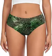 [YANYU] Green Snake Print Women S Briefs Comfortable Plus Size Underwear Ladies Versatile Panties Xs To 4xl, Black, Medium