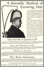 1905 EVANS VACUUM HAIR RESTORER QUACK MEDICAL SCIENCE BARBER SHOP POSTER 31501