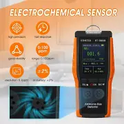 Portable Ammonia Gas Meter Detector 0-100ppm NH3 Leak Monitor Sensor for Farm