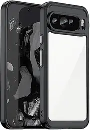 [Eabhulie] Google Pixel 9 Pro Case, Clear PC Back TPU Bumper Case Cover for Google Pixel 9 Pro Black