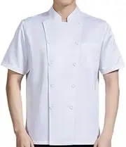 [Ｓｉｍｈｏａ] 2x Chef Coat Chef Jacket, Short Sleeve Top, Men Chef Clothing Uniform Workwear for Hotel Bakery Kitchen Food Service Catering