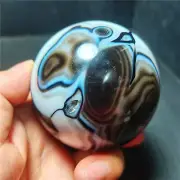 TOP 471G Natural Polished Banded Agate Crystal Sphere Ball Healing YWD770