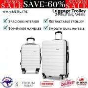 Wanderlite 2pcs Luggage Trolley Travel Suitcase Set TSA Lock Hard Case Bag White