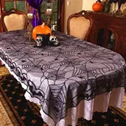 Halloween Tablecloth Black Lace Spider Web Table Cover Rectangle Party Fireplac