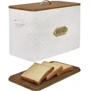 Bread Box Large Kitchen Countertop Storage Bin Extra Space Saving Farmhouse Wood
