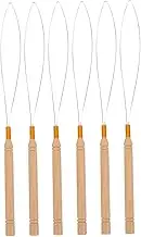 FRCOLOR 6pcs Wooden Needle Hook Tool for Hair Extensions Threader for Beads and Pre-bonding Essential Kit for Professional Hair Styling