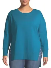 Terra & Sky Women's Plus Size French Terry Sweatshirt, Blue, 4X (28W-30W)