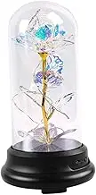 Alipis 1Pc Preserved Glowing Flower Craft with Chic Glass Cover LED Warm Light for Creative Scene Ornament and Home Decor Valentine Day and Christmas