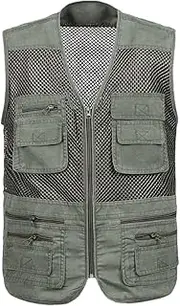 [Bciopll] Mens Quick Drying Vests Fahsion Multi Pockets Mens Breathable Cargo Vest Men Fishing Work Sleeveless Vest Jacket