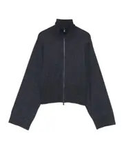 lurex-detail zip-up blouse S,XS,M Black