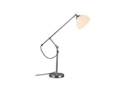 Amory Chrome Metal Base Glass Shade Desk Table Light Lamp Opal