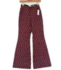 Anthropologie The Joni Flare Pants Small Ponte Knit Pull On Career Print Retro