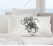 Black Monster Kraken Octopus Pillow Cover Queen Size Cotton Pillowcase Coastal