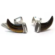 New DAVID YURMAN Men's Sterling Silver Stone Claw Tiger's Eye Cufflinks