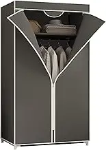 Wardrobe Canvas Wardrobe,Portable Wardrobe Shelves with Hanging Rail,Shelves,Fabric Cover,Clothes Closet Storage Organizer,