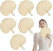 Raffia Handheld Fan, Farmhouse Palm Leaves Handmade Raffia Fans, Cooling Supplies Chinese Style Table Decoration for Party Home Wall Wedding