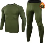 [Ewedoos] Long Johns for Men Comfortable Fit Mens Thermal Underwear Fleece Lined Top and Bottom Set with Pockets for Winter