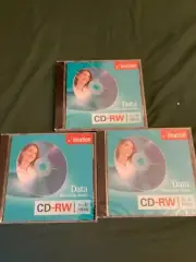 BLANK Imation CD-RW 80 Min / 700 MB Discs with Jewel Cases (NEW) 3 Pack