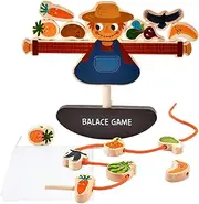 Balance Tower Stacking Games,Stacking Blocks Lacing Beads Balance Game - Scarecrow Balance Game Board Game Wooden Early Learning Toy for Family, Parties, Travel