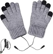 [Sctorikykt] USB Hand Warmer Gloves, Heated Gloves for Men Women, Touch Screen Heated Typing Gloves Rechargeable, Waterproof Knitting Wool Windproof Winter Thermal Gloves for Skiing and Snowb