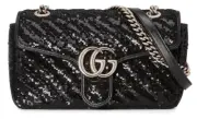 NEW GUCCI MARMONT SEQUIN LEATHER BLACK CROSSBODY SHOULDER BAG PURSE!