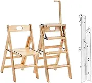 Ladder Chair Wooden Folding Library Ladder Chair 4 Tier Folding Step Wood Foldable Ladder 2 in 1 Portable for Indoor Outdoor Display Stand (Color : C, Size : 82 * 43 * 57cm)