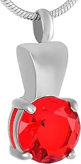 DOTUIARG Red Zircon Memroial Jewellery Ashes Keepsakes Pendant -Stainless Steel Cremation Necklace for Women