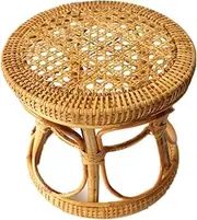 Natural Rattan Plant Stand Planter Footstool Rattan Stool, Plant Stand Rattan Stool Round Rattan Stool for Home Garden-35 * 35cm
