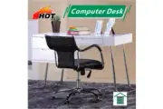 New White High Gloss Computer Reception Desk w/3 Drawers
