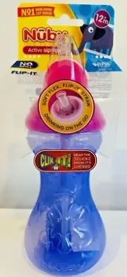 Nuby No Spill Flip-It Active Sipeez Cup Bottle Pink Purple BPA-free 12M+