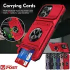 For iPhone 16 15 14 13 Pro Max Plus Card Holder Ring KickStand Armor Case Cover