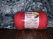 Bonnie Craft Cord Macrame Braided 6mm X 100 Yards - Red Pepperell Made in USA