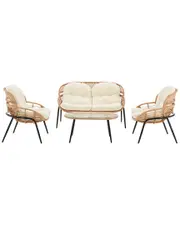 Manhattan Comfort Pine Modern 4pc Patio Conversation Set