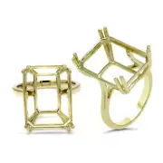 Emerald Cut 18x13mm Cocktail Solitaire Ring Semi Mount In 14k Yellow Gold(53437)