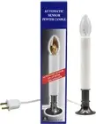 Electric Window Candle Lamp with Pewter Plated Base, Dusk to Dawn Sensor Turns