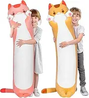 Mewaii Long Cat Plush Cat Body Pillow, 28 Inch Cute Pink Cat Stuffed Animals Soft Plushies, Kitten Kawaii Plush Throw Pillow Doll Toy