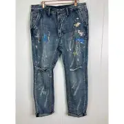 Man x One Teaspoon 19829B Mr Browns Paint Splattered Denim Jeans NWT Size 34L