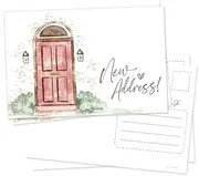 50 New Address Postcards - Watercolor Front Door - Change Of Address Cards - Moving Announcement For New Home