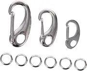 PEPLAYTAL Wide Application Pet Tag Clip Set 3pcs Stainless Steel Dog Tag Quick Clip 6pcs Rings for Pet Collar
