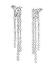 Nadri Cassi Cubic Zirconia Fringe Cluster Statement Earrings