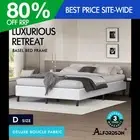 ALFORDSON Bed Frame Double Size Mattress Base Foundation White Boucle BASEL