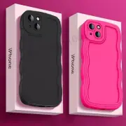 For iPhone 16 15 14 13 Pro Max Plus 12 11 XR Wavy Silicone Case Shockproof Cover